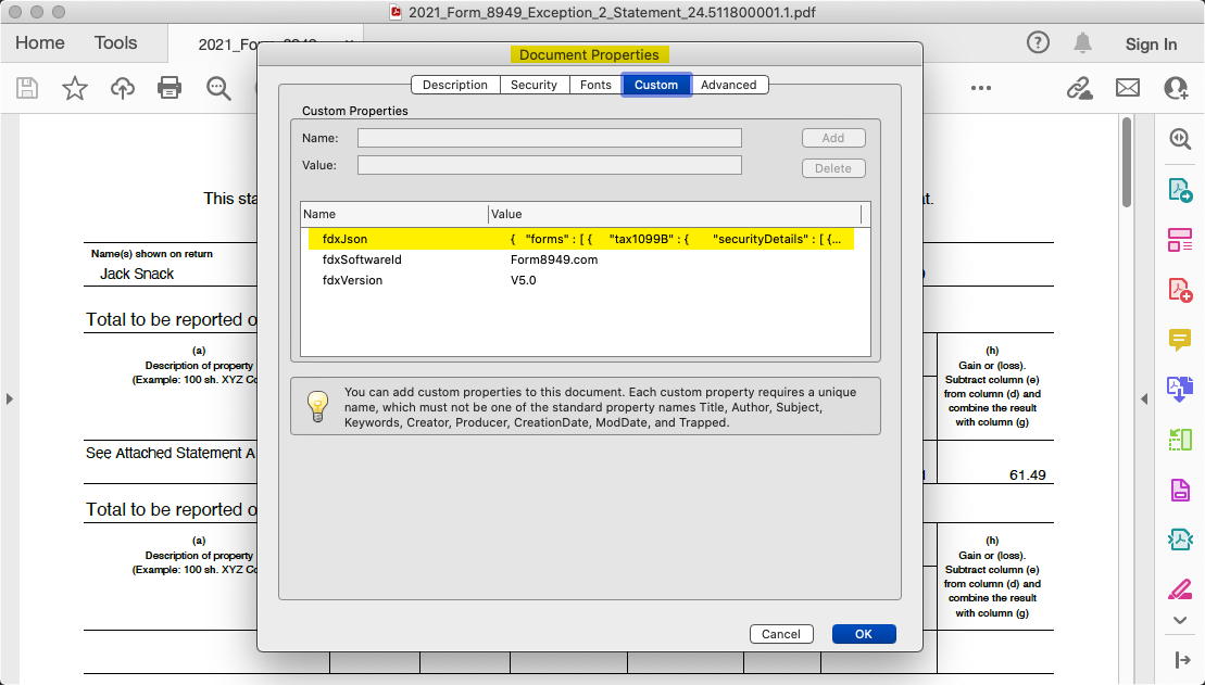 PDF with embedded FDX JSON