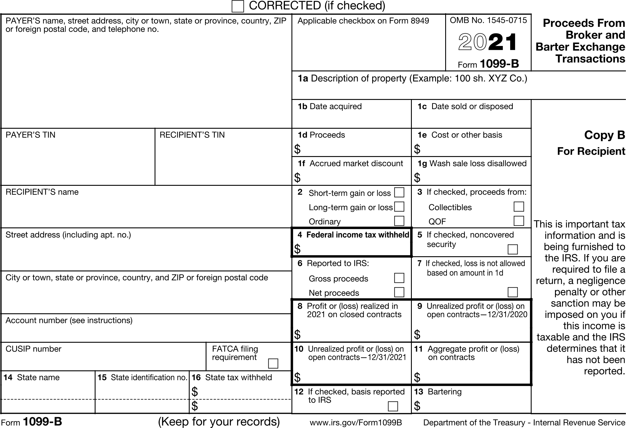 Form 1099-B 2021